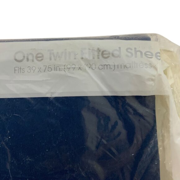 Burlington Caress No-Iron Twin Sheet Set Navy Blue Red Stripe Fitted Flat - Picture 4 of 4